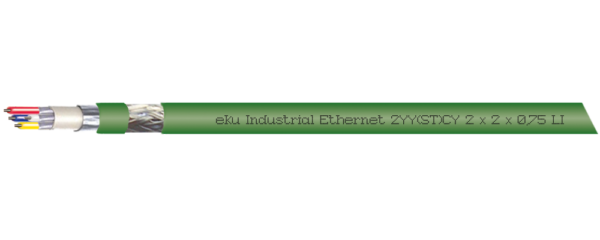 Industrial Ethernet, 2YY(ST)CY 2x2x0,75/1,5-100 LI GN VZN